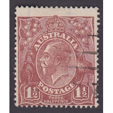 Australian    King George V   1½d Penny Half Pence Brown   Single Crown WMK Plate Variety 12L43